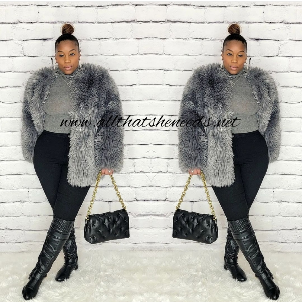 Gray Skies Faux Fur Coat